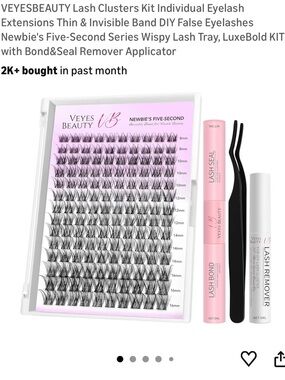 Lash Clusters Kit Eyelash Extension DIY False Eyelashes Wispy LuxeBold Bond&Seal
